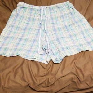 Blue and green plaid pj shorts